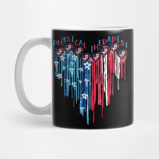 Physical Therapist American Flag Melting Heart 4th Of July Mug